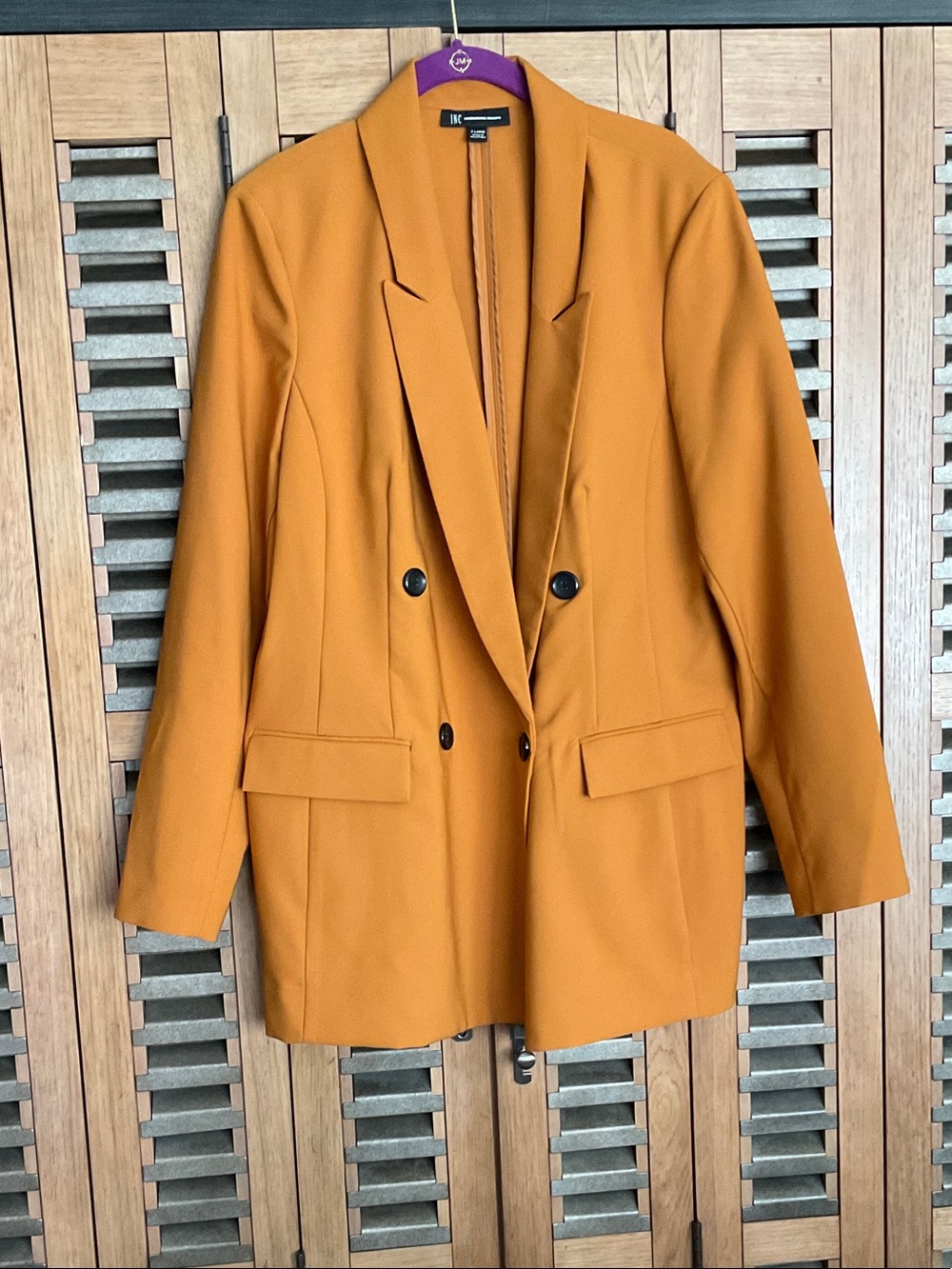 Double-Breasted Women's Blazer Jacket - Mustard
